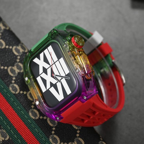 Transparent Case Rubber Band Mod Kit For Apple Watch Series 9 8 7 6 5 SE 44/45mm - Picture 15 of 59