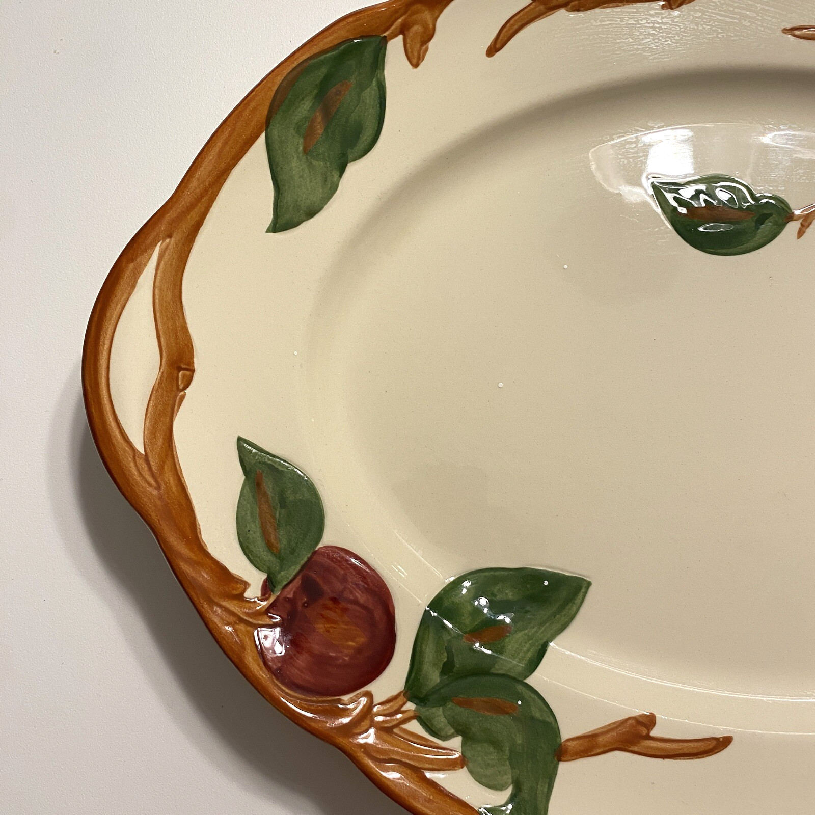 Franciscan Apple Oval Serving Platter 14" Dish Made in USA 1950s Vtg FLAW