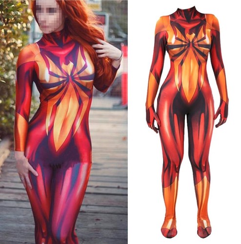 New Iron Mary Jane Bodysuit Spider-Woman Jumpsuit MJ Cosplay Costume Halloween - Afbeelding 1 van 19