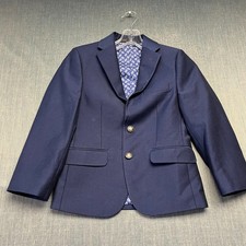 Michael Strahan Boy's Blazer Jacket Size 8R Blue Two Button Suit Coat Polyester