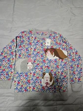 Mini Boden AppliqueFloral Guinea Pig Girls Sweatshirt Birthday Pullover 11-12Y