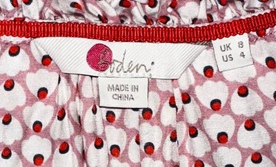 Boden Amanda Silk blend Blouse Pink White Tie Neck Size 4 US 8 UK