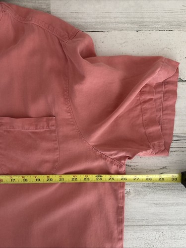 Tommy Bahama Silk Button Down Shirt Short Sleeve Salmon Size L - Picture 6 of 7