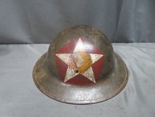 WWI US M1917 HELMET W/ 1ST BATTALION, 9TH INFANTRY, 2ND DIVISION INSIGNIA