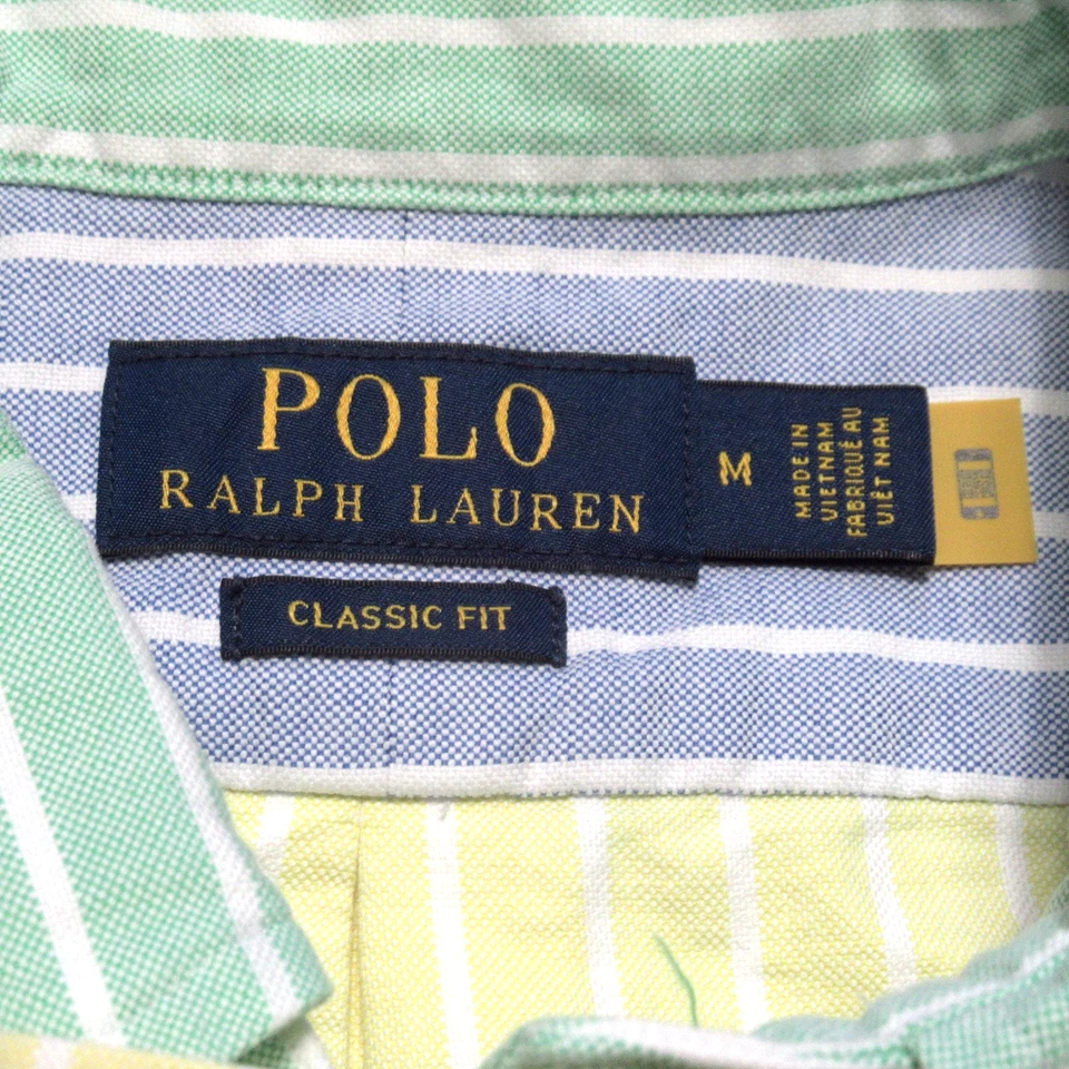Polo Ralph Lauren Button Shirt Color Block Pastel Stripes Classic Fit Medium - Image 3 of 4