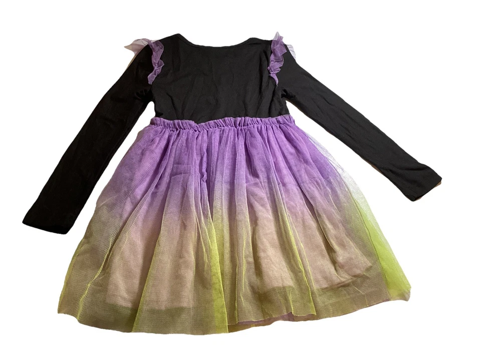 Niñas 4T HALLOWEEN Suave Brillante ESQUELETO TUL VESTIDO Púrpura Corazón Hombre Falda Foto 2 de 3