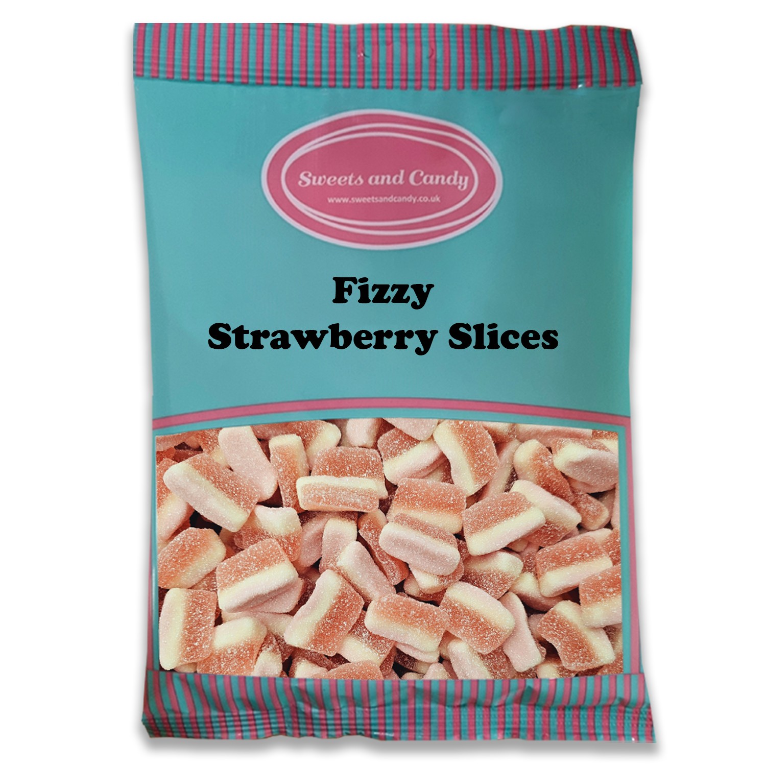 Fizzy Strawberry Slices 1Kg - Retro Strawberry Fizzy Jelly Sweets - Bulk 1 Kilo