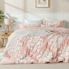 Fleece Queen Comforter Set, Soft Fluffy Warm 3D Boho Queen 90"x90" Pink