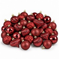 Mica Decorations Weihnachtskugeln Dunkelrot 40 StüCk - Bruchsichere Christbaumku