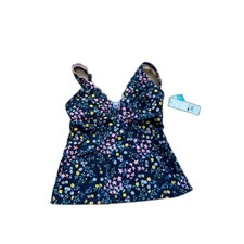 NWOT Draper James Ditsy Garden V-Neck Scallop Tankini Navy Floral Size Small