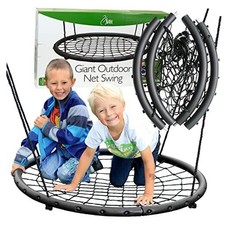 Tree Net Swing w Hanging Rope and Rings - Giant 40" Wide Two Person Indoor