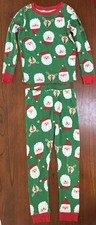 Carter's Kids Boy Girl 2-Piece Santa Christmas Cotton Long Sleeve PJ Set Green 7