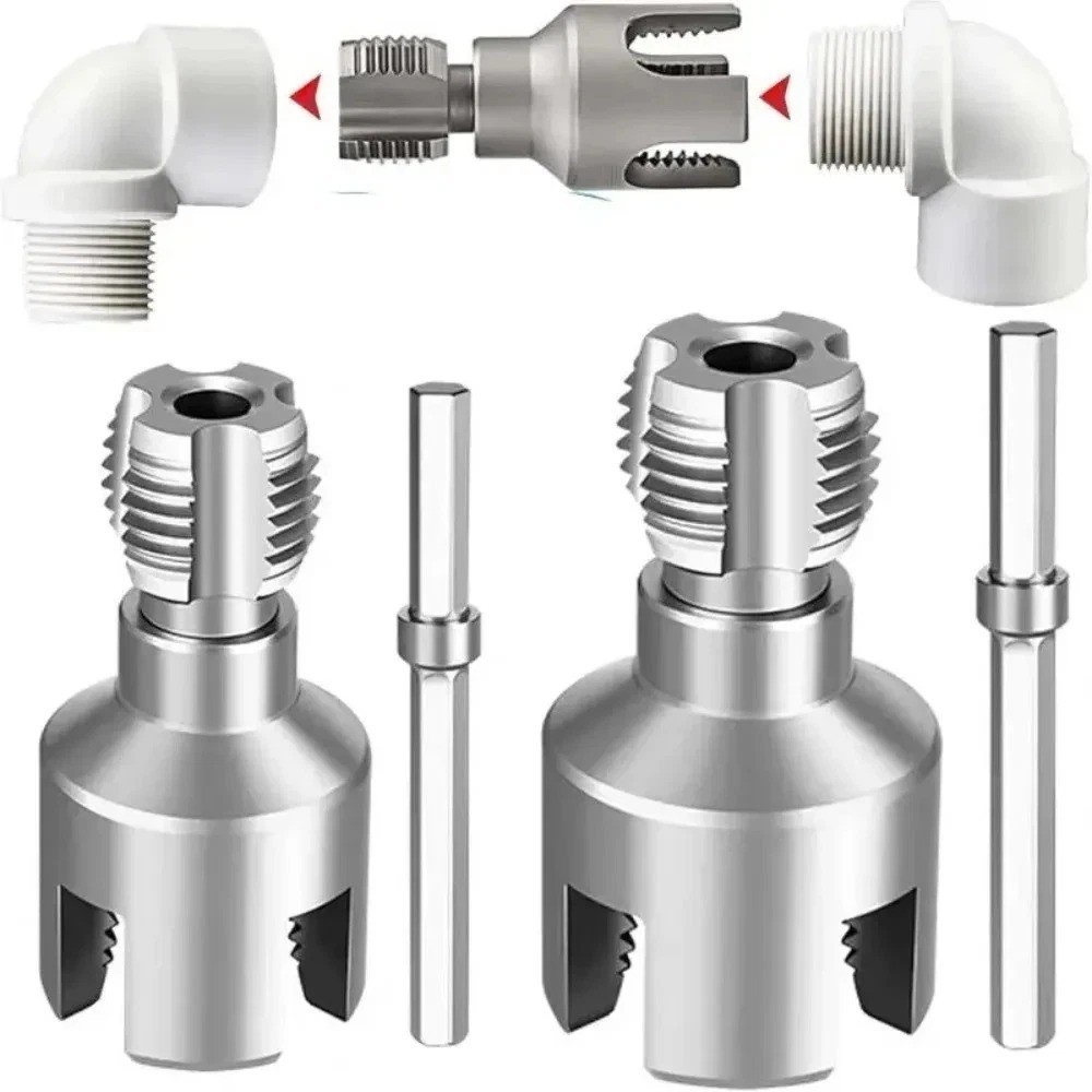 2Pcs 1/2''&3/4'' Water Pipe Integrated Internal & External Pipe Threading Tool