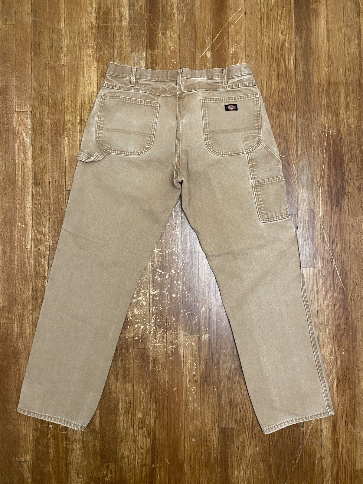 Vintage Y2K Dickies Carpenter Relaxed Fit Beige Canvas Workwear Pant 34x32