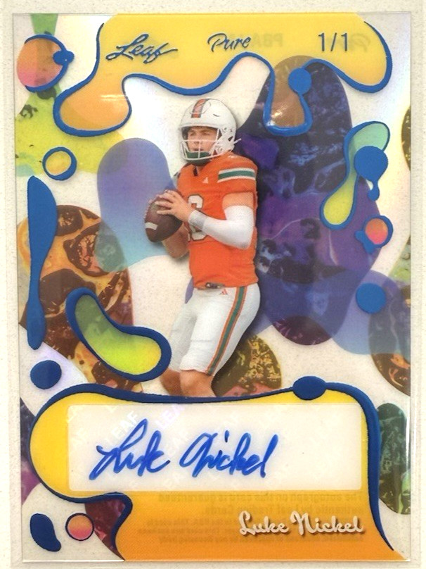 2025 Leaf Eclectic Football Pure Base Blue Prismatic Auto 1/1 Luke Nickel