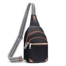 Anti Theft Crossbody Bags for Women Travel Chest Sling Bag Leather RFID Black