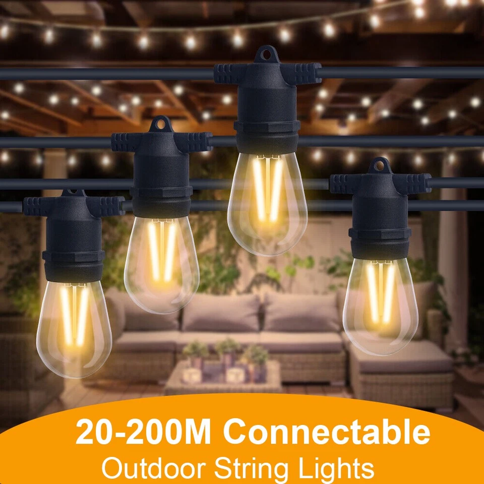 20-200M Commercial LED Festoon String Lights Dimmable Wedding Garden Christmas