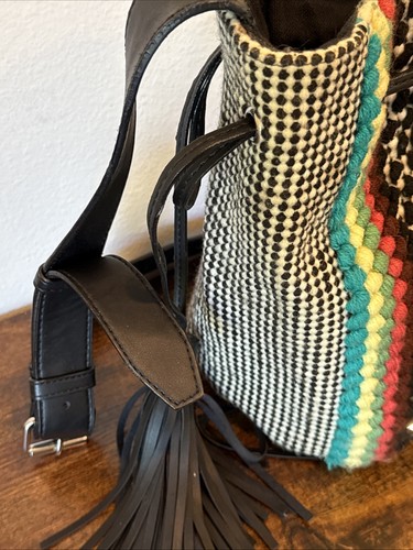 Rebecca Minkoff ‘Alhimbra’ Tweed Stripes Woven Tote Hand Bag Purse W/ Zip Pouch - Picture 4 of 7