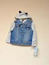 Cat & Jack Buttom Up Hooded Jean Jacket 18m