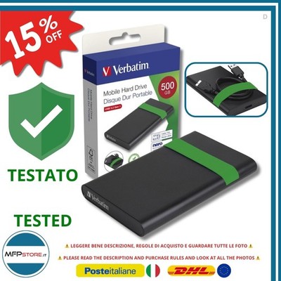 Verbatim 500GB Externer Portabler USB 3.2 Gen 1 2,5'' HDD Getestet 0 ORE