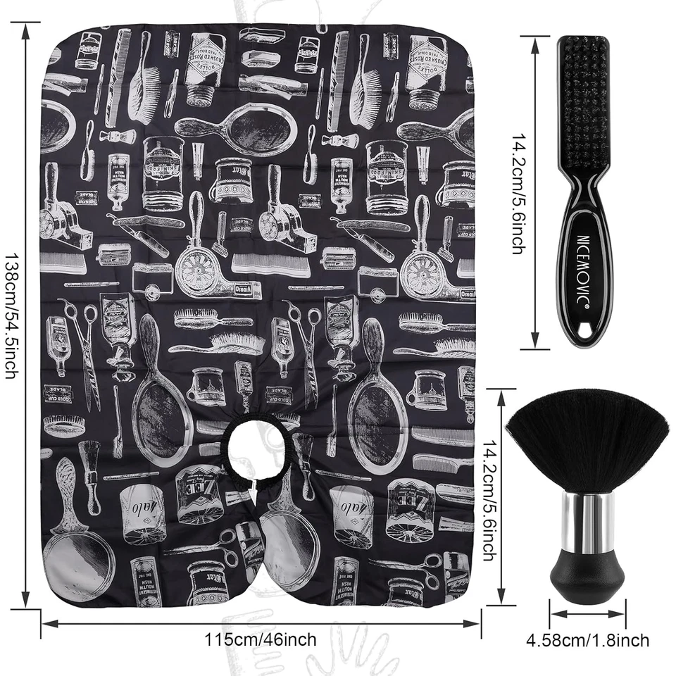 Capa Corte Pelo Para Hombre Mujer Ninos Con Cepillo Cuello Y Cepillo Barbero - Bild 2 von 4