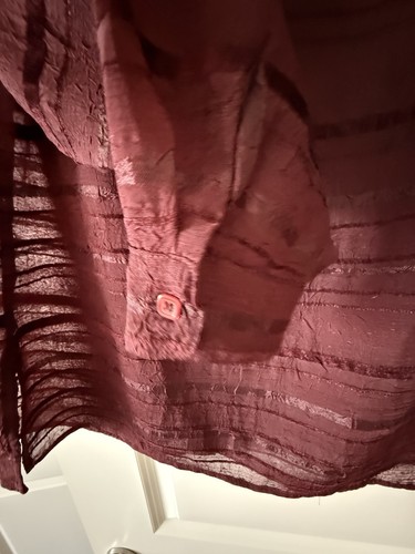 Coldwater Creek Burgundy Red Semi-Sheer Striped Long Sleeve Top Women’s Sz PM - Picture 10 of 12