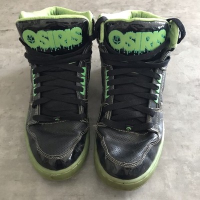 OSIRIS NYC 83 Green Slime Skateboarding Shoes Size 13 Mens Black Y2K Skate Rave
