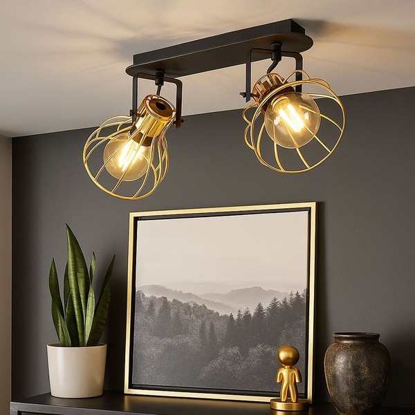 Deckenleuchte Deckenlampe Spotleuchte Holzlampe KüChenlampe KäFig Verstellbar-image