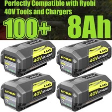 1 4PACK 8.0Ah Battery 40 Volt for Ryobi 40V Lithium OP40602 Battery with LED