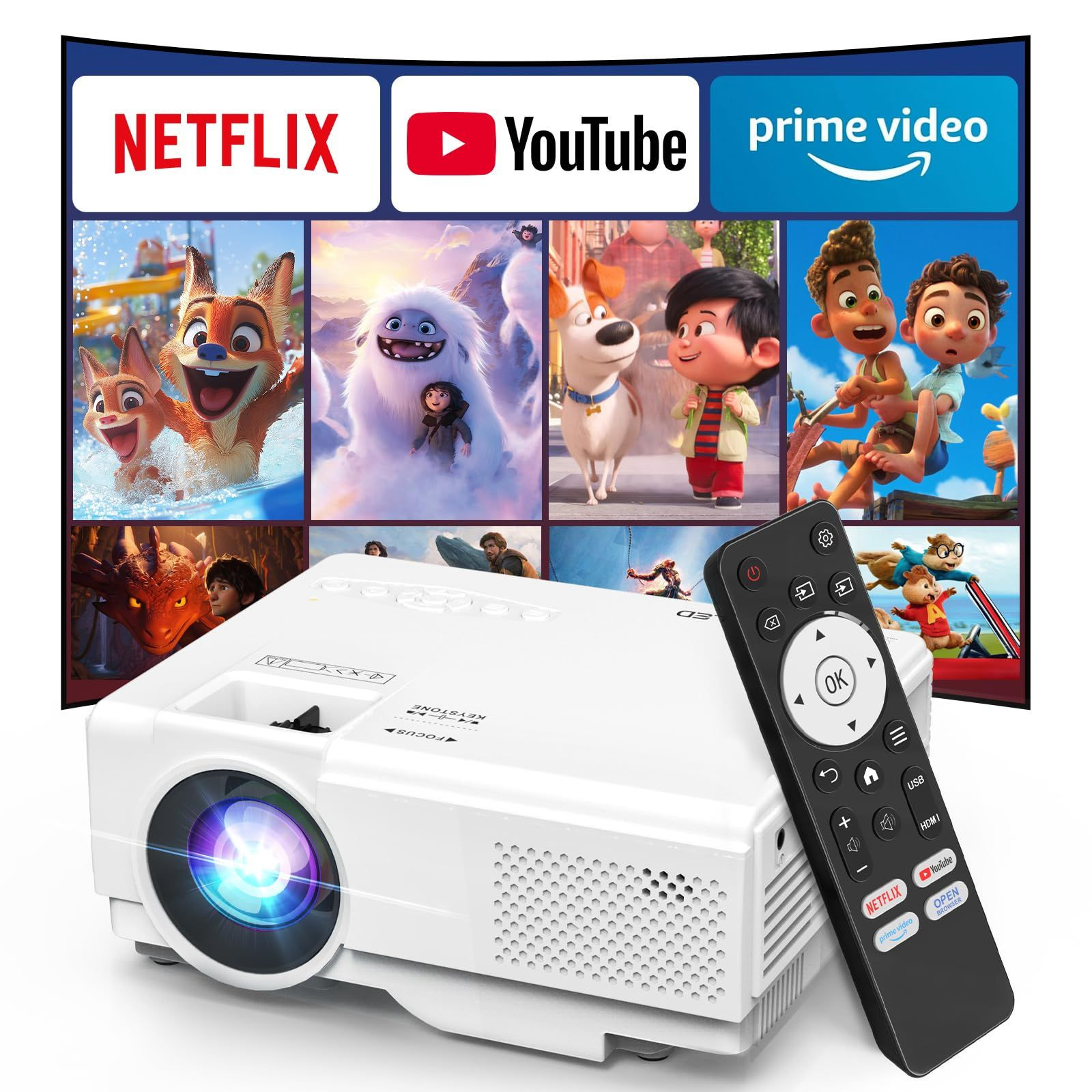 【Netflix include】NISOO Smart Projector with WiFi and Bluetooth, Mini Standard