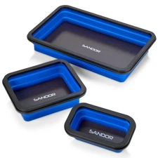 Collapsible Magnetic Parts Tray Set - 3 Different Size Tool Trays for Screw, ...