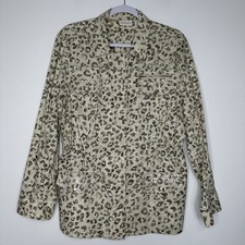 Chicos Utility Jacket Womens L Leopard Sequin Absolutely Animal Pockets Cotton 2