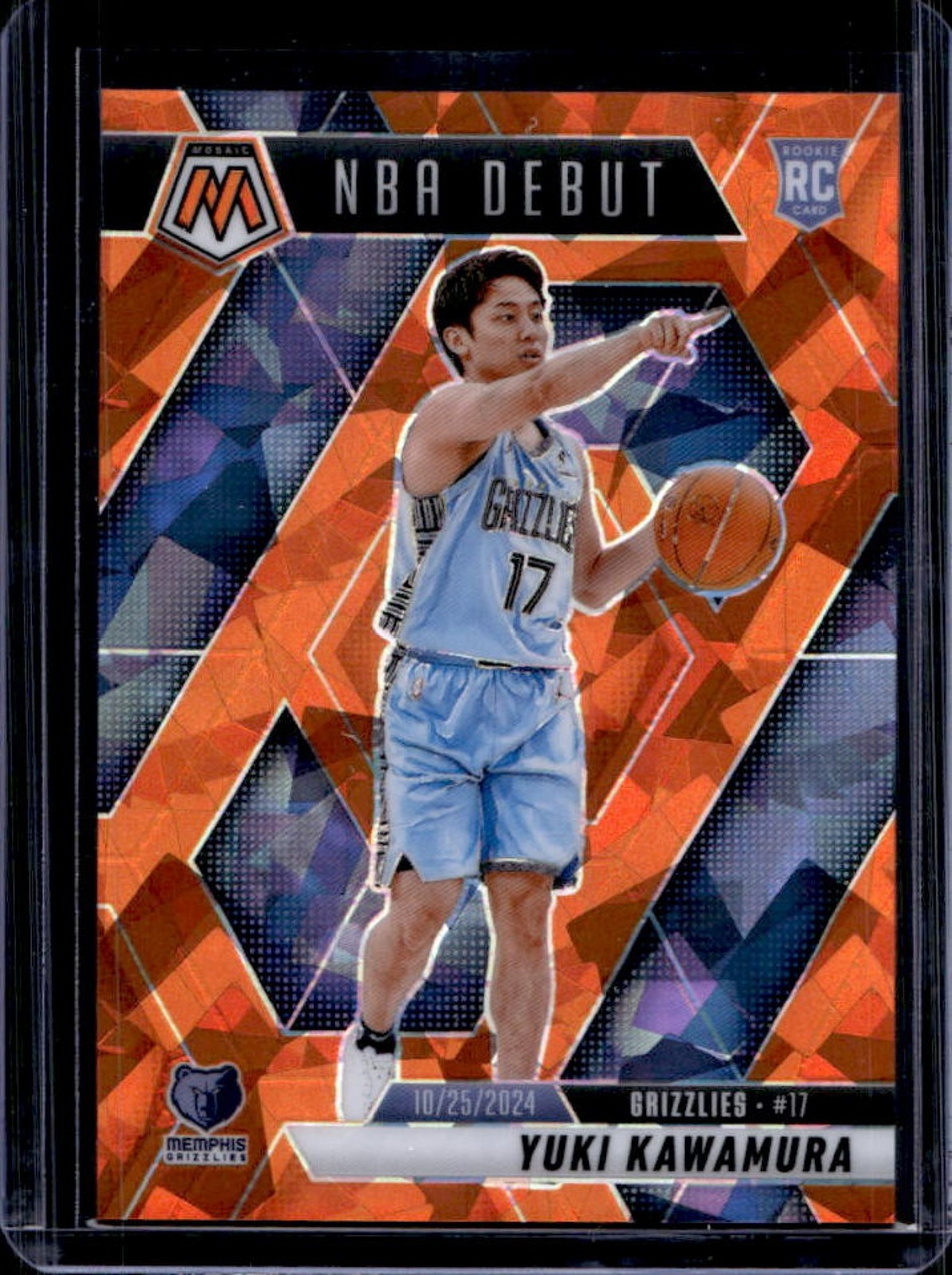 2024-25 Mosaic Yuki Kawamura RC Orange Ice NBA Debut #17/49 Grizzlies