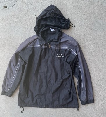 Gogo Unisex Rain Jacket, Full Zip, Detach Hood Black Size M Orcas Island Logo