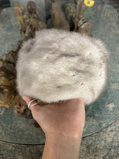 Union Made Silver Blonde Mink Fur Pillbox Bernard Cap Hat Vintage