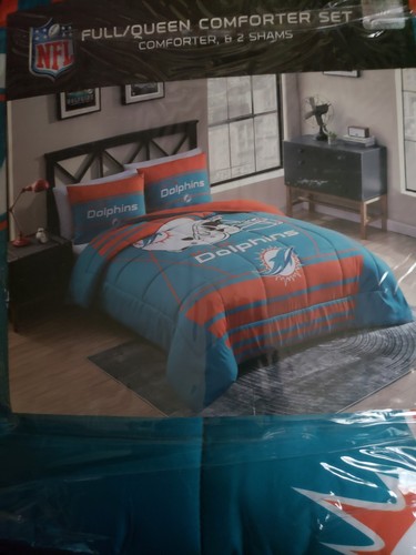 MIAMI DOLPHINS FULL/QUEEN COMFORTER SET OFFICIALLY LICENSED
