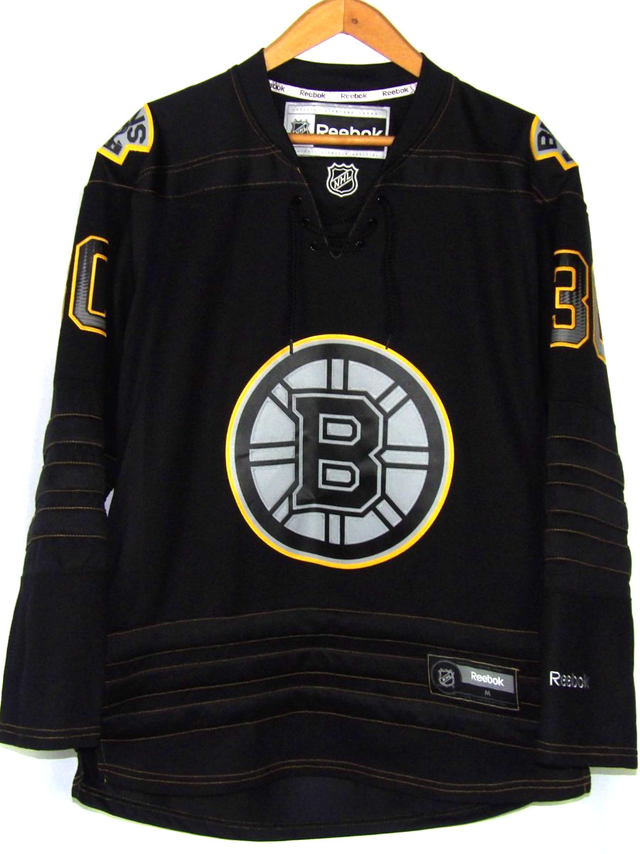 Boston Bruins Tim Thomas REEBOK Black Lace Up NHL Hockey Jersey Men's Medium