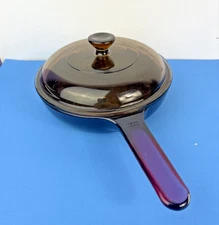 Vintage Corning Ware PYREX Cranberry  1 Liter Sauce Pan Pot w/Nonstick Coating