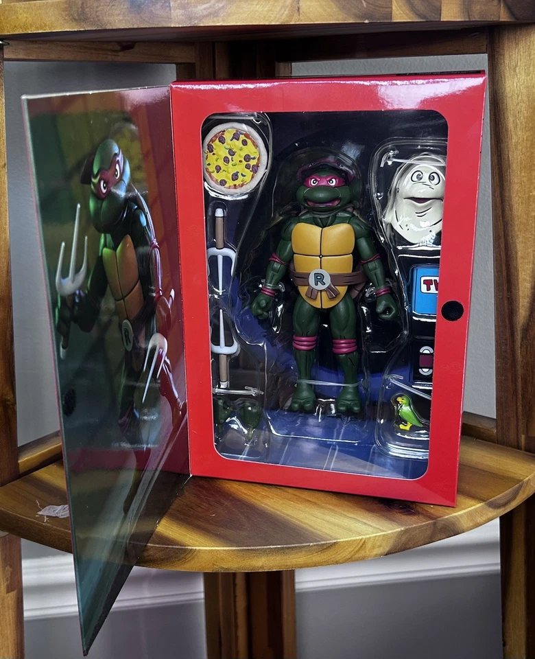 Figura NECA TMNT Pizza Club Raphael VHS Toon Teenage Mutant Ninja Turtles 7" Nueva Foto 2 de 3