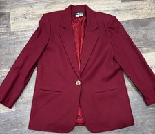 Vintage Sag Harbor 100 Wool Blazer Size 12 Burgundy Blazer