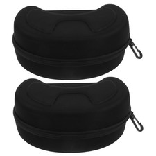 2Pcs Large Ski Goggles Hard Case Durable Eva Travel Eyewear Storage Black