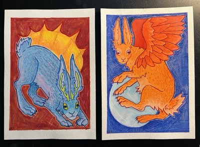 Original Art Jackalope & Wolpertinger Limited Series Mixed Media