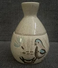 Red Wing Bob White MCM Turquoise And Tan Quail Bird Art Pottery Sugar Bowl W Lid