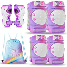 Kids Knee Pads Elbow Pads and Wrist Guards Set - 3-Pack Protective Gear with Dra