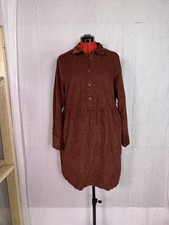 Nine West Dress Women Size L Brown Red "Burnt Henna" Shirt Dress Womens E988