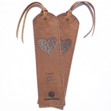Leather Bookmark Handmade with Design - 2 Genuine Leather Book Marks - Heart