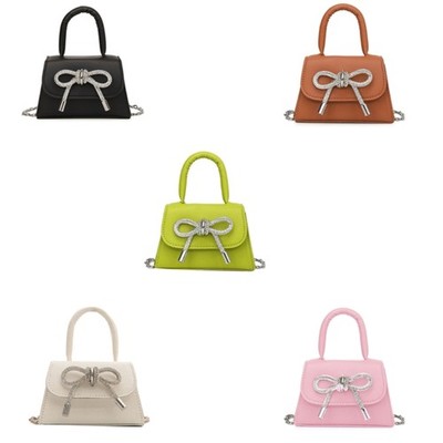Elegant Bowknot PU Leather Mini Handbag Shoulder Bags for Commuting and Shopping