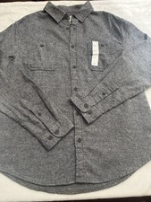 NWT Goodfellow  Co. Men's Midweight Gray Flannel Button Down Shirt- Size Large