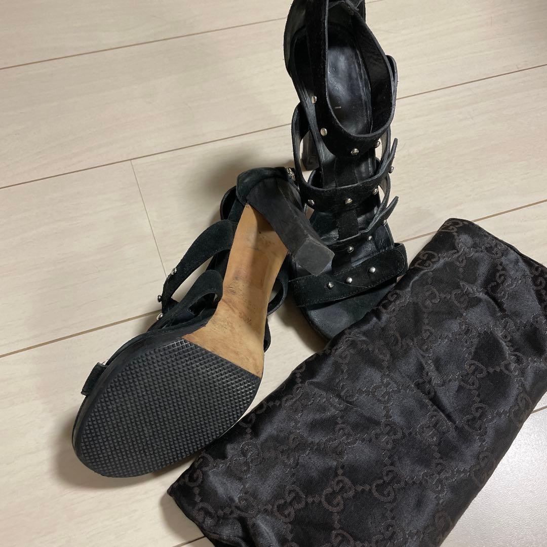 Gucci Babouska Gladiator Sandals Black Suede Size 36.5 Abt US 6.5 For Women thumbnail 22