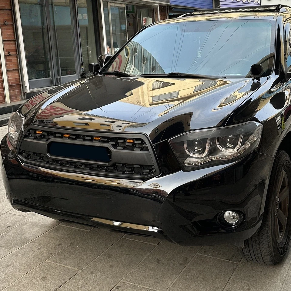 Передняя решетка подходит для 2008 - 2010 Toyota Highlander матовая черная решетка с фарами - Изображение 3 из 4
